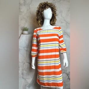 Anthropologie Striped Crisscross Back 3/4 Sleeve Dress Size Small